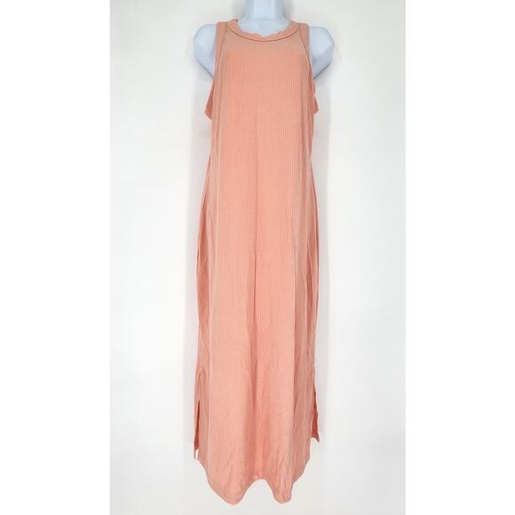 Ophelia Roe Peach Ribbed Tank Maxi Dress Women's Size Large - Picture 2 of 8